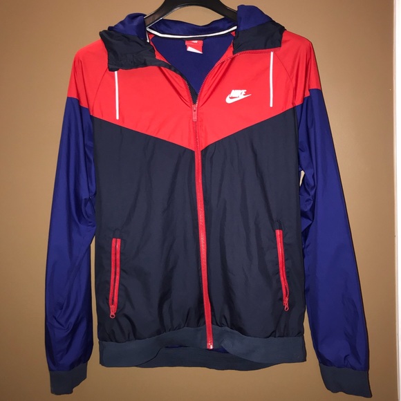 red and navy blue nike windbreaker